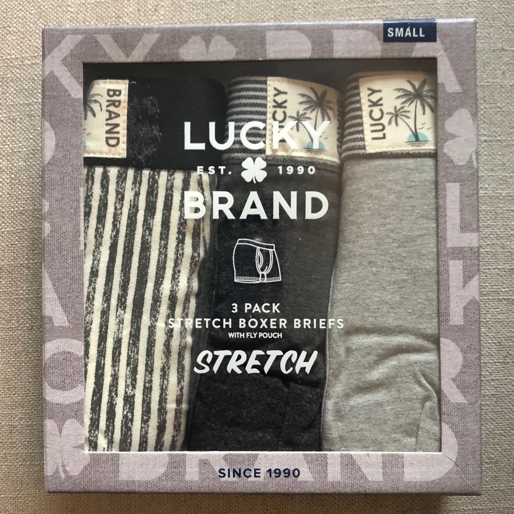 Lucky Brand men’s stretch boxer briefs (S) 3 pair